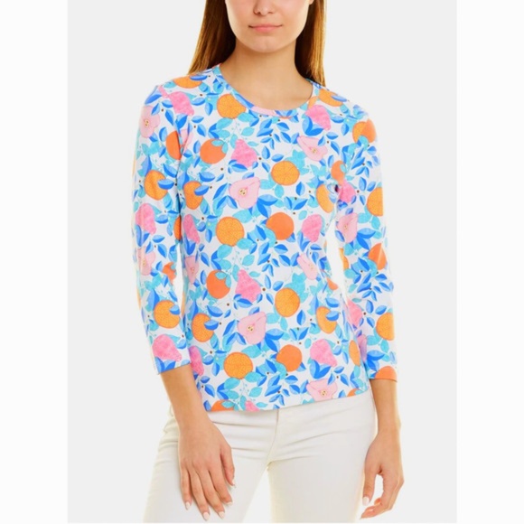 J. McLaughlin | Fruit Print 3/4 Sleeve Catalina Cloth Signature Tee XL - Picture 11 of 11